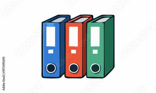 line art color of office ring binders cartoon illustration