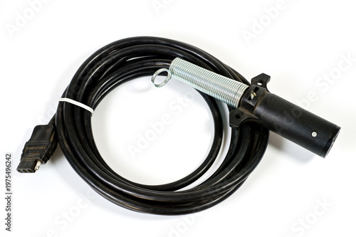 An electrical wiring cable with a connector used as an electrical cable for agricultural machinery.