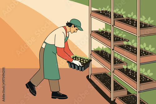 Seeding Trays Vertical Farm Nursery Vect