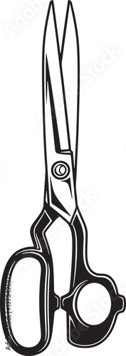 Vintage tailor scissors vector illustration, professional dressmaker shears for sewing and fabric cutting, classic barber shop tool icon