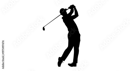 Golf Player in Motion Swinging Club.