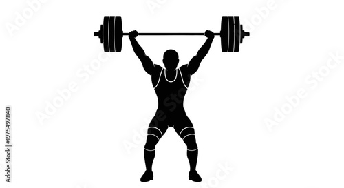 Man lifting heavy weights overhead strong.