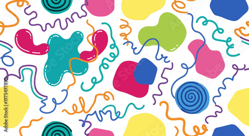 Colorful swirling shapes and lines.