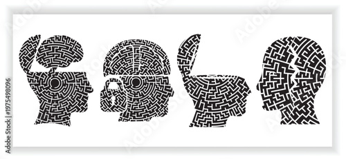 Mental health issue concept with broken brain creative design 