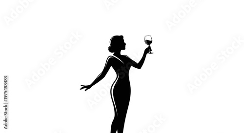 Woman in elegant dress holding wine.