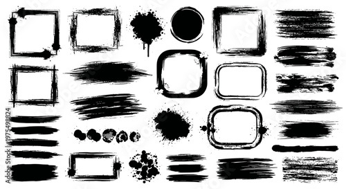 Collection of black ink brush strokes.