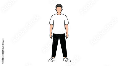 Young man wearing white t shirt.