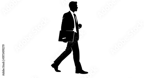 Silhouette of Businessman Walking Alone.