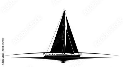 Sailing yacht on calm waters surface.