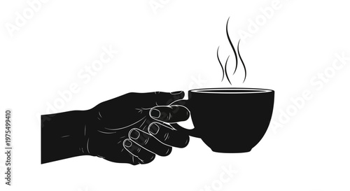 Hand holding a hot coffee cup.