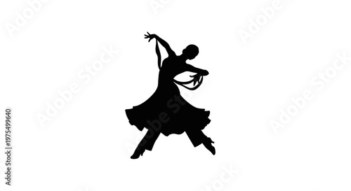 Woman in elegant dance pose silhouette.