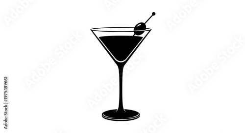 Black Martini Cocktail Drink.