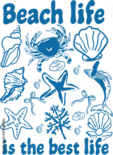 Beach life is the best life Seashell Summer Shirt Design