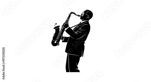 Man playing a saxophone instrument.