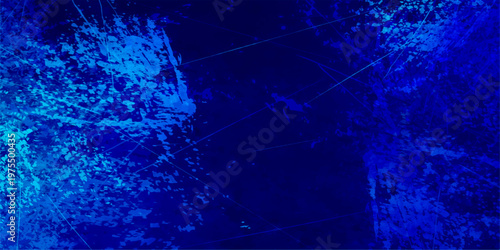 Abstract blue background with textured ice and grunge paper patterns reflecting light over a deep sea underwater wreck diving scene