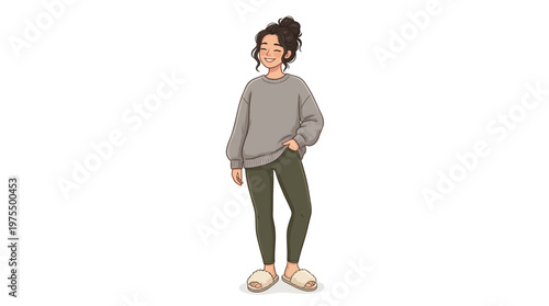 Young woman in casual clothing standing.