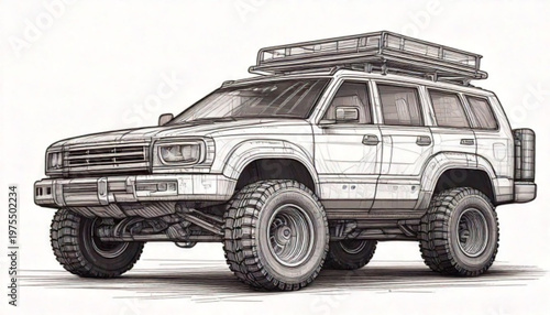 Jeep with roof rack luggage.