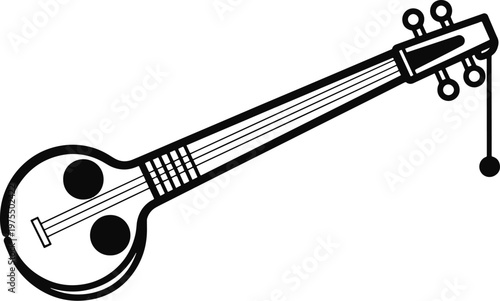  Traditional Bengali musical instrument Ektara line art vector illustration