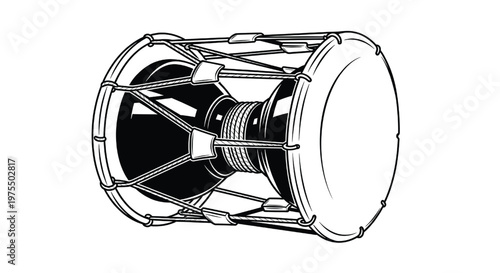 Hand drawn traditional wicker basket vector illustration