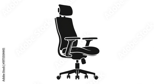 A minimalist vector graphic of a modern office chair with adjustable features