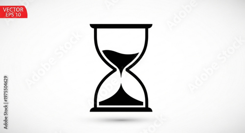 A minimalist vector graphic of an hourglass icon on a white background