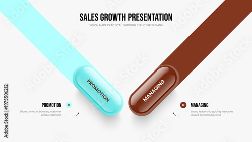 Project Introduction 2 Option Infographic Frame Template. Product Solution Presentation Layout Vector Illustration. Advertising Performance Two Element Diagram Slideshow Design.
