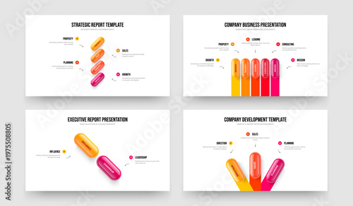 Digital Forecast 4 5 2 3 Element Infographic Frame Design Bundle. Sales Introduction Four Five Two Three Option Diagram Presentation Layout Vector Illustration Set.