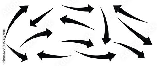 Hand drawn arrow collection. Hand drawn curved arrow set with dynamic directions.