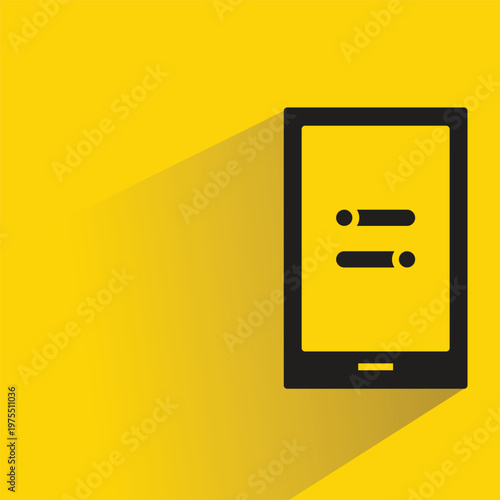 smartphone and toggle icon with shadow yellow background