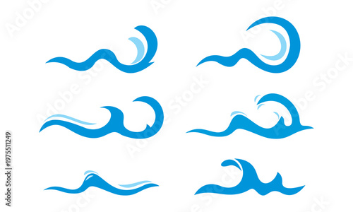 set of water wave icon vector logo