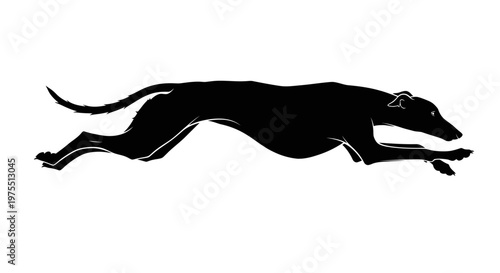 Black silhouette of a running dog.