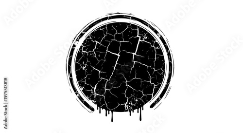 Black cracked circle with drips.