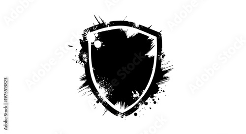 Black Shield Icon with White Outline.