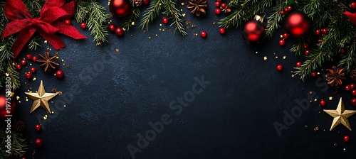 A cozy winter holiday banner with warm lights, festive decorations, snowflakes, pine branches, and a soft inviting seasonal background design