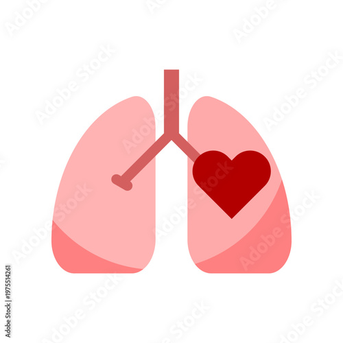 Lungs and heart medical icon flat vector design