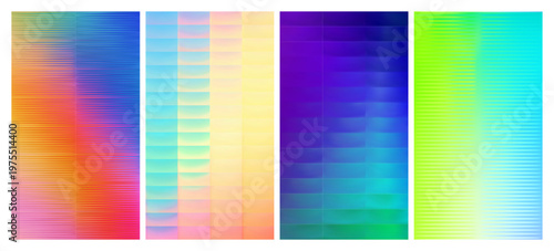 Set of ribbed glass texture backgrounds