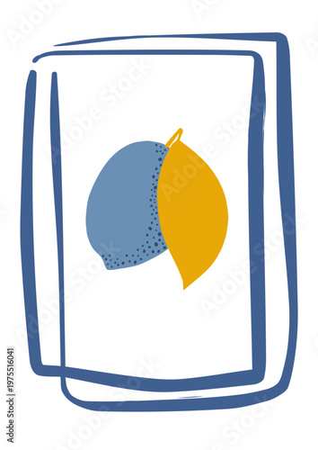 Abstract lemon fruit shapes in modern frame composition. Minimal flat vector illustration perfect for branding, packaging and wall art.