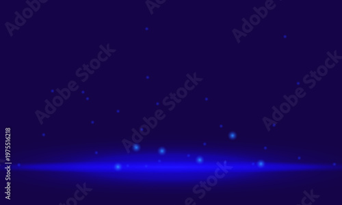 Abstract blue background featuring a dark purple gradient with glowing particles and a horizontal light flare on the bottom
