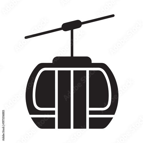 A simple black and white illustration of a cable car or ski lift