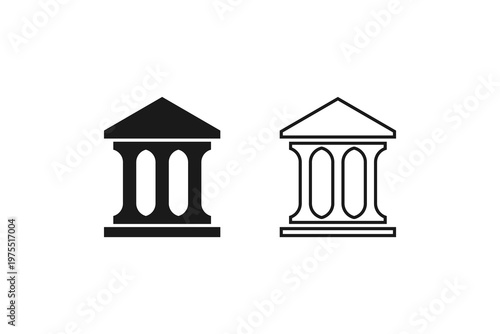 Government Building or Financial Bank Institution Icons