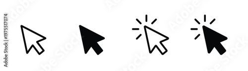 Click cursor icon vector isolated on white background, computer mouse pointer black arrow symbols vector design