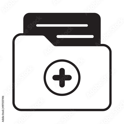 A simple black and white icon depicting a medical file folder