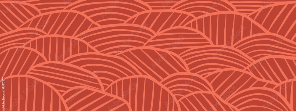 Obraz premium Vineyard landscape design. Wavy farm field lines pattern.