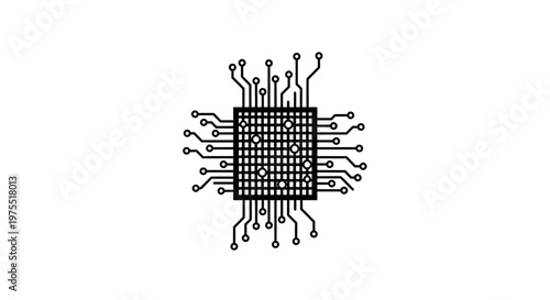 Minimal Circuit Grid Emblem Showing Electronic Connectivity Logic