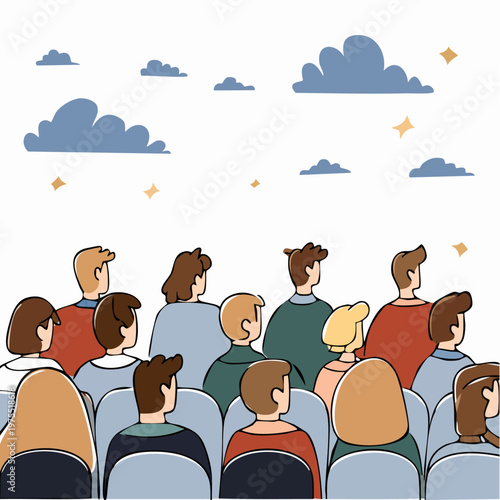 People sitting in audience seats.