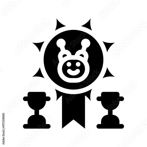 icon robot medal with style glyph