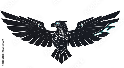 Minimal Robotic Eagle Emblem Vector Logo Design