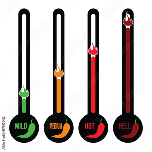chili spiciness level indicator. spicy info graphic