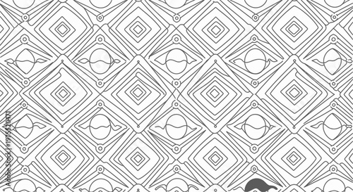 Geometric pattern with diamond shapes and moons.