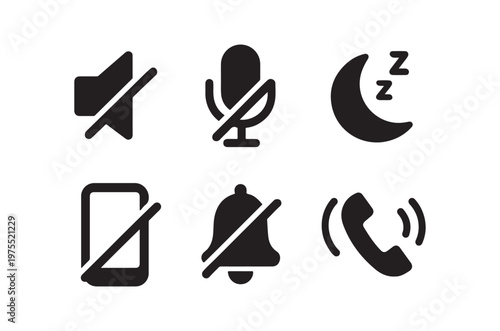 Simple black icons representing various phone and notification settings